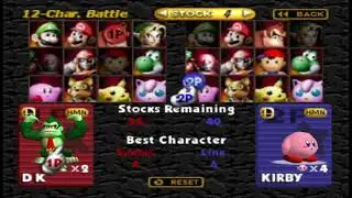 SSB64 Online - Sennin (p1) vs Lowww (p2) | 12 Character battle