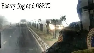Gsrtc bus passing through heavy fog on morbi rajkot highway