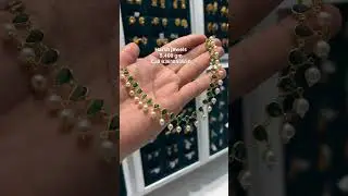 легкое ожерелье из зеленого камня с жемчужными бусинами от 5 граммов