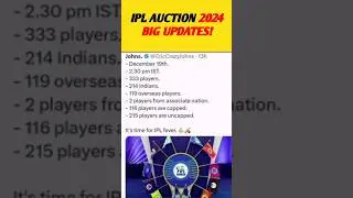 IPL Auction 2024 BIG UPDATES! | IPL Auction News | 19/12/2023