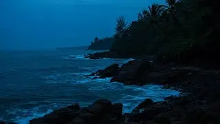 Полуночные океанские волны 🌊 | Глубокий сон и расслабление на ночном пляже