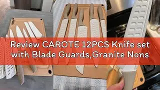 Review CAROTE 12PCS Knife set with Blade Guards,Granite Nonstick Ceramic Coating,Stainless Steel bla