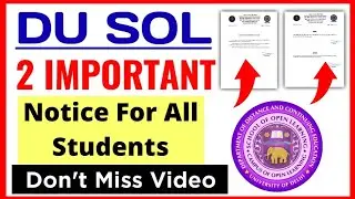 🔥DU SOL 2 IMPORTANT NOTICE RELEASE FOR ALL STUDENTS | SOL IMPORTANT NOTICE FOR ALL STUDENTS