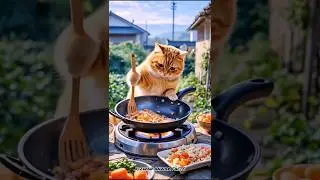 Funny Cat Cooking Challenge #funny #shorts #youtubeshorts