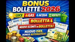 BONUS BOLLETTE 2026: LUCE, GAS, ACQUA, TARI 💡🔥💧🗑️ &ndash; 4 BONUS E NUOVE SOGLIE ISEE