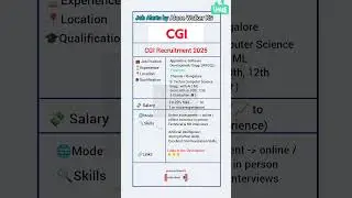 CGI Recruitment 2025 | Apprentice/Software Development Engineer | Chennai, Bangalore location
