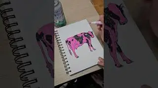 Pink 🐄 #art#sketchbook#artist#sketch#drawing#draw#cow#pink#animals#watchmedraw#creative#animal#artsy