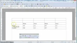 APA Formatted Table in Open Office