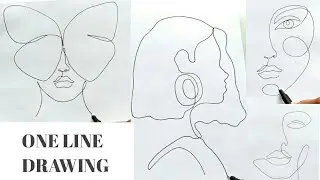 One line drawing compilation |Drawing faces in one line art |Continuous line art