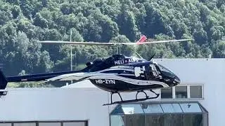 Bell 505 Jet Ranger HB-ZYN Heli Alps landing Sion airport Valais Switzerland 29.06.2022