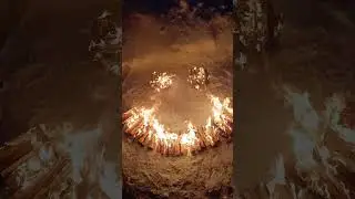 улыбка из костра #fire #campfire #костер #snow #winter #survival #зима #костур #зима