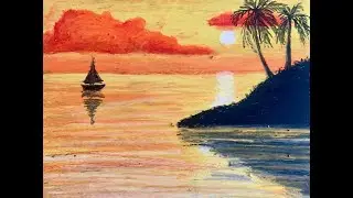A Tropical Scene in Oil Pastels