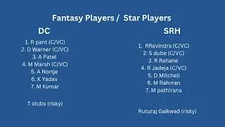 DC VS CSK DREAM11 PREDICTION | csk vs dc dream11 team today | IPL2024 13th Match