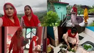 बारिश के मौसम में अम्मा जी और हमने पत्रोड़े बनाए 😋#twins #village #himachal 