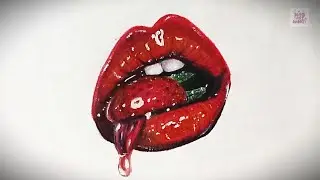 How to draw GLOSSY LIPS full tutorial step by step . Drawing Glossy lips step by step