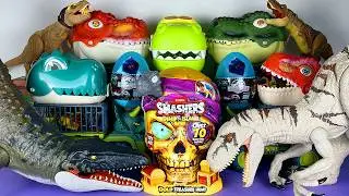 Jurassic World Unboxing Review Asmr Colorful Dinosaur T-rex Heads Mosasaurus Captivz Surprise Eggs