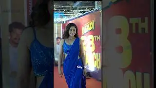 Reba Monica John Looking Stunning in Blue Saree at Mad Square Pre Release Event