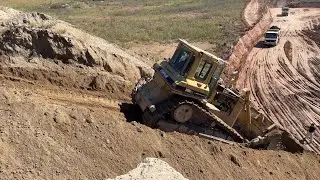 Caterpillar D6H Bulldozer Pushing Soil - Labrianidis Mining Works