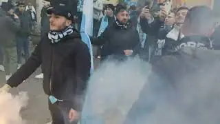 Lazio Fans Before Kick off Lazio Vs. Roma beer Fireworks and Singing Ponte Milvio Rome