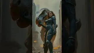 10ft AI Model Meets Dinosaur in Futuristic Apocalypse | Eloura AI Model
