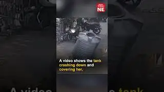Woman narrowly escapes after water tank falls on her in Gujarat's Surat