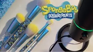 ASMR Mic Brushing with SpongeBob wet n wild makeup brushes! (soft spoken and whispered) 🧽💦