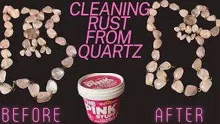 Cleaning Rust from Rose Quartz Necklace with Pink Stuff. Watch until End for Result #jewelrycleaning