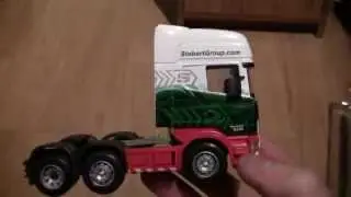 Открываем топовую линейку Cararama Scania R-Series с двухэтажным прицепом в ливрее Эдди Стобарта