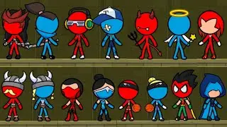 Red and Blue Stickman : Animation Parkour All Skins Unlocked  Gameplay @Lucifernani