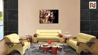 Contemporary Leather Sofa Set In Beige Color VGEV2034-2