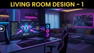 Complete Living Room Design with Computer Setup in SketchUp | PART 01