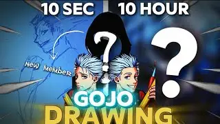 ✨GOJO Speed Drawing Challenge (10s vs 10h) ✍️+ Surprise Member Reveal!&rdquo;😲✨