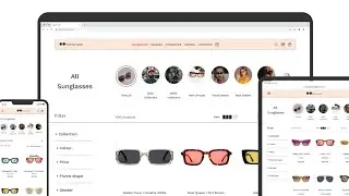 Eyewear and sunglasses store website design.