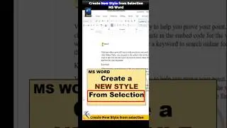 create style in ms word from selection | how to use styles in ms word  #shorts  #word
