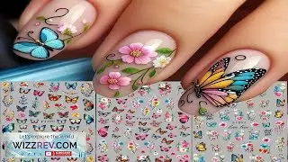 Nail Art Stickers Decals Butterflies Flowers Transfers Manicure Tips DIY Cute