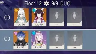 [DUO] C0 Zibai + C0 Columbina & C0 Flins + C6 Aino Spiral Abyss 6.3 Floor 12 9 stars Genshin Impact