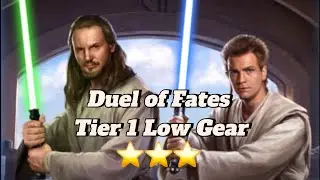 Duel of the Fates Assault Battle &ndash; Tier  1 | SWGOH | Low Gear Padawan Obi-Wan & Master Qui-Gon - 3★