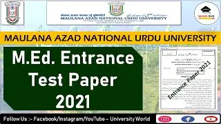 Manuu M.Ed Entrance Test Paper 2021 || M.Ed Entrance Question Paper 2021 || @UniversityWorld