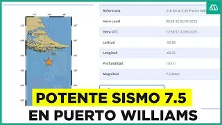 Potente sismo 7.5 remece extremo sur de Chile