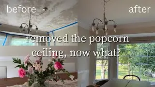 DIY ceiling repair after popcorn ceiling removal |  a much needed dining room update!