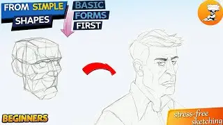 Man&rsquo;s Face Drawing from Basic Forms | Beginner Sketching