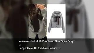 Women's Jacket 2025 Autumn New Style Gray Long-Sleeve Knitted Hoodie with Bow Decoration Casual