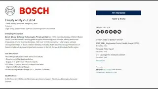 Bosch is hiring Quality Analyst|B.E/B.Tech/M.E/M.Tech|Apply link in the description|Electronics Core