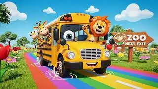 Wheels on the Bus to the Zoo | Fun Kids Nursery Rhyme with Animals, Monkeys, Elephants & Frogs