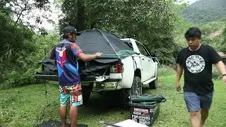 quick tent setup at back of my truck
