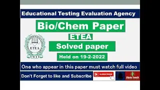 ETEA SST Bio/Chemistry ||Solved Paper|| Held on 19-2-2022|| Complete Solved Paper