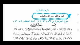 الوحدة الثانية سورة المؤمنون الصف الخامس الاعدادي