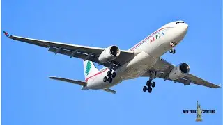 Windy Runway 22 Arrivals into JFK 4K | Rare Government Plane!