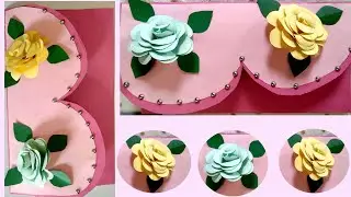How to make Realistic, Easy paper Roses Flower Card| Paper flower DIY| Rose flower  Card making| DIY