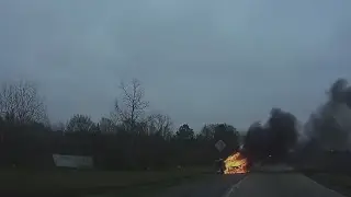 Vehicle catches fire on I-10 West off-ramp in Scott